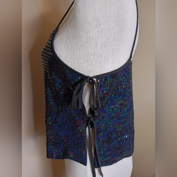 Las Pepas Black Sparkly Side Tie Top One Size - Picture 5 of 10
